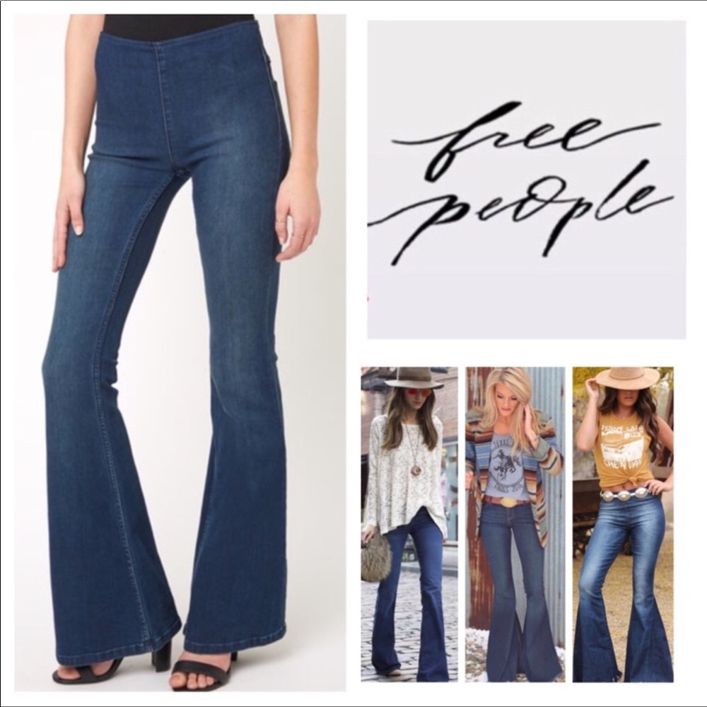 Free People Penny Pull On Flare Jeans.  NWT.